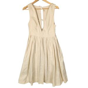 Little Women Atelier Jo Pinafore Beige Linen Tie V-Neck  Cottagecore Edwardian